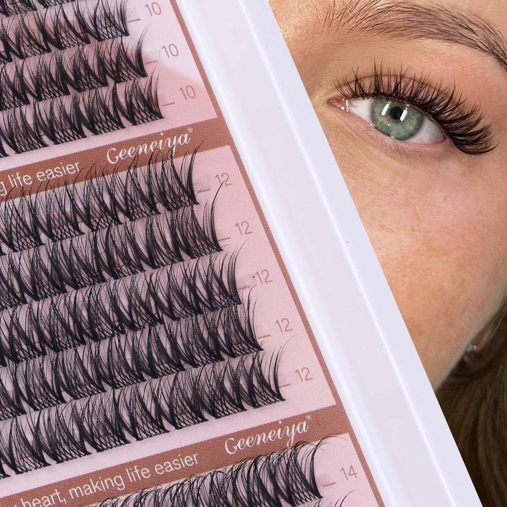 Geeneiya 168-piece DIY pack provides versatile lengths for creative lash styles.