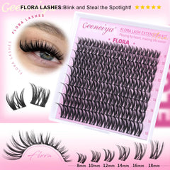 Geeneiya Flora Lash Clusters: 8-18mm length enhances eye shape