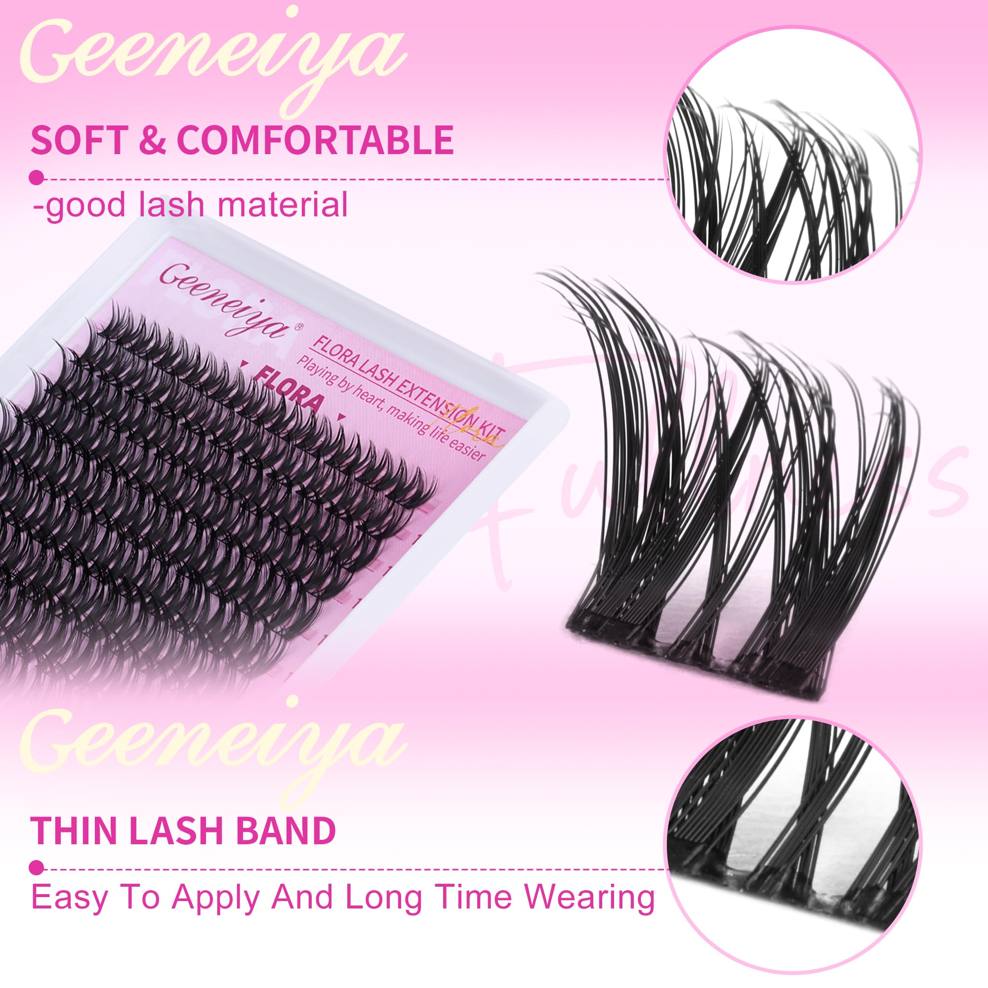 Geeneiya Flora Lash Clusters: featherlight spikes for all-day comfort