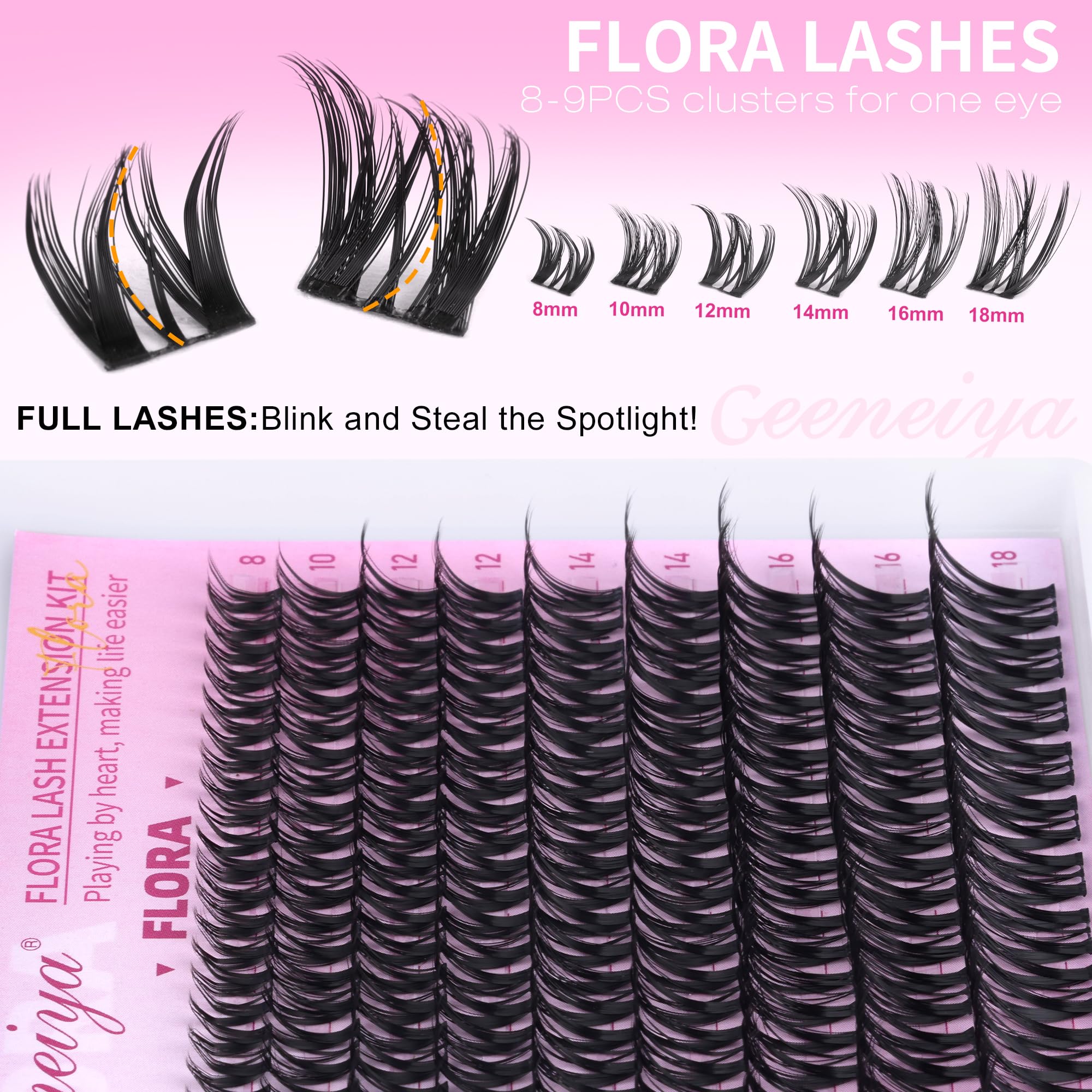 Geeneiya Flora Lash Clusters: handmade cotton band for gentle wear