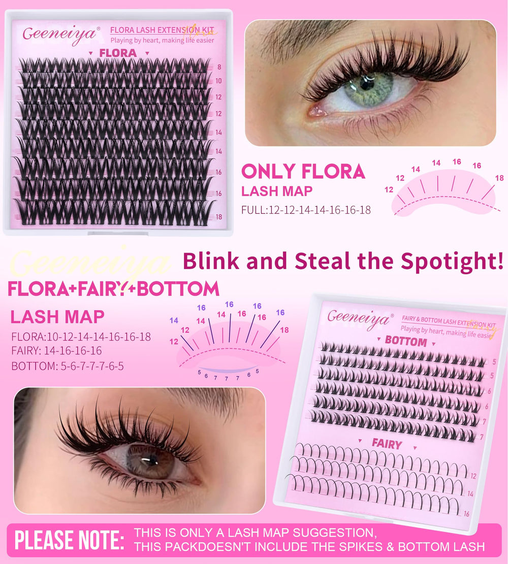 Geeneiya Flora Lash Clusters: soft band bottom lashes blend naturally