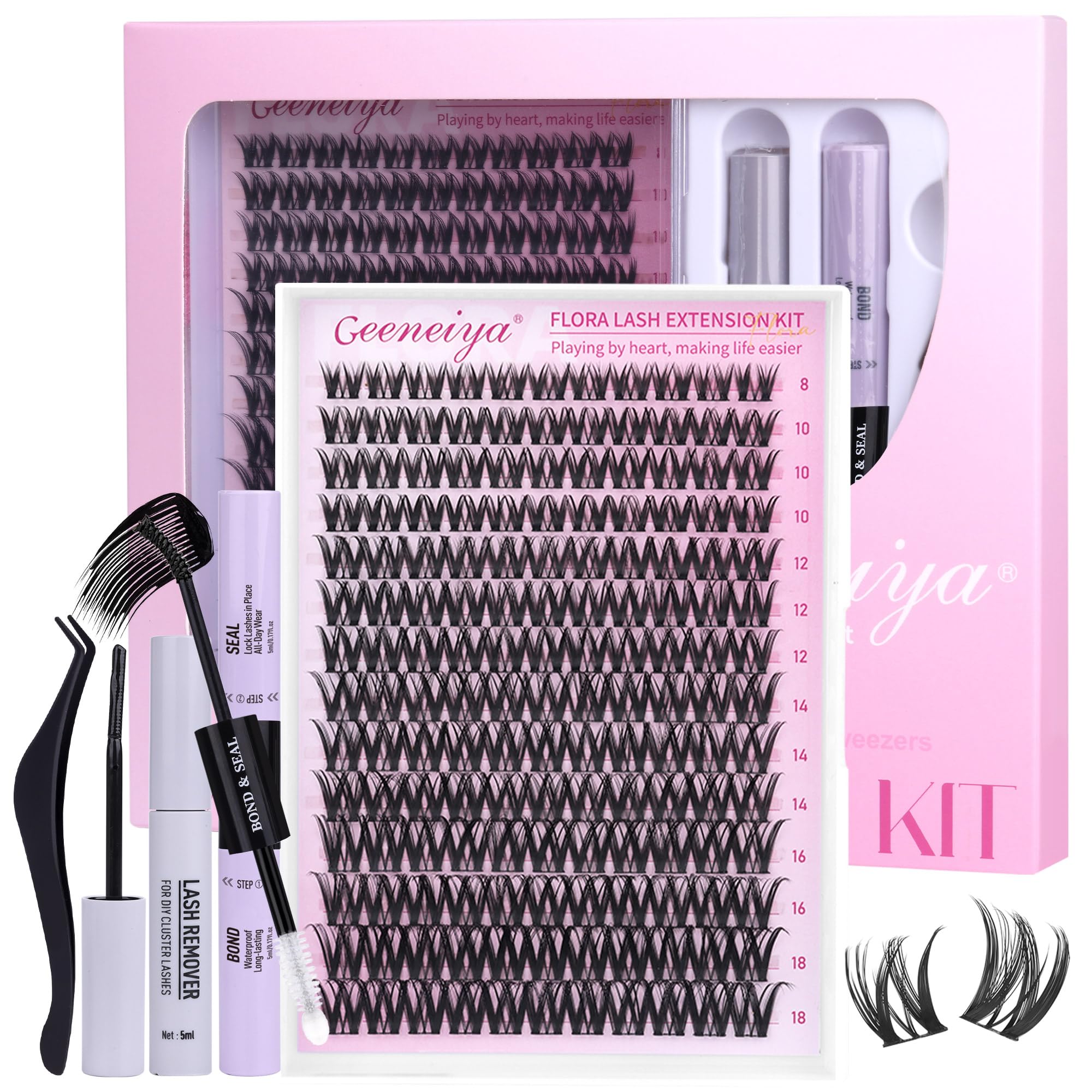 Geeneiya Flora Lashes Clusters Kit overview for quick, beginner-friendly lash styling.