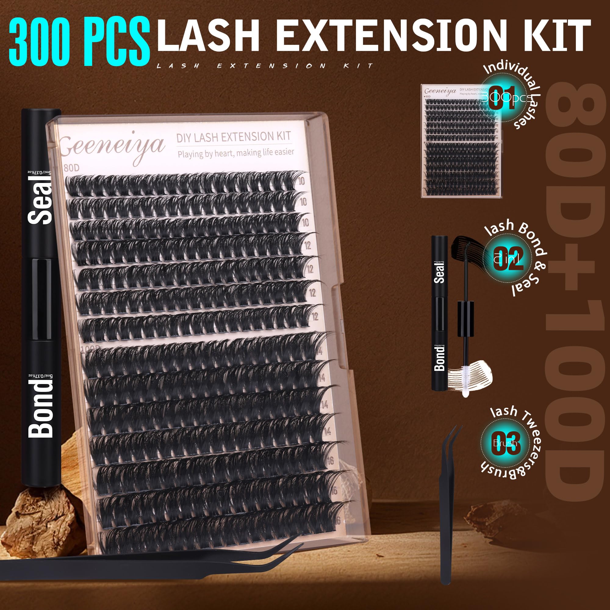 Geeneiya waterproof lash bond and seal for secure wear