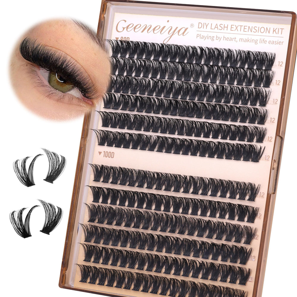 Geeneiya lash refill clusters 12mm to extend extensions and maintain volume.
