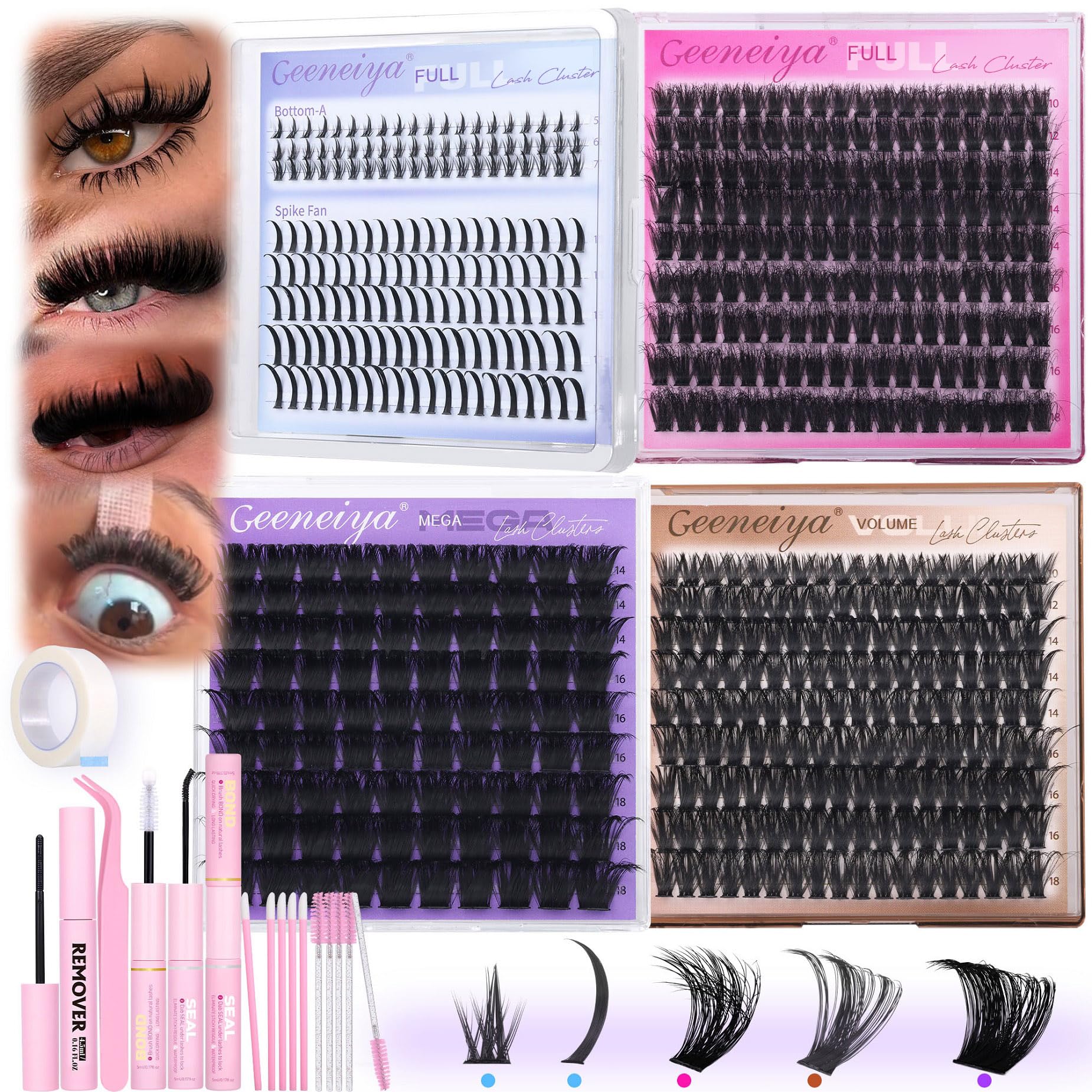 Geeneiya Mega Lashes clusters for instant drama and at-home application