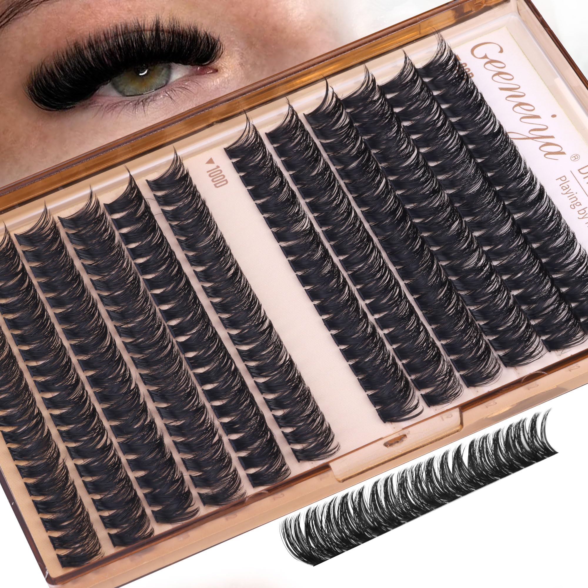 Geeneiya D curl clusters deliver defined curl for everyday eyelash enhancement.