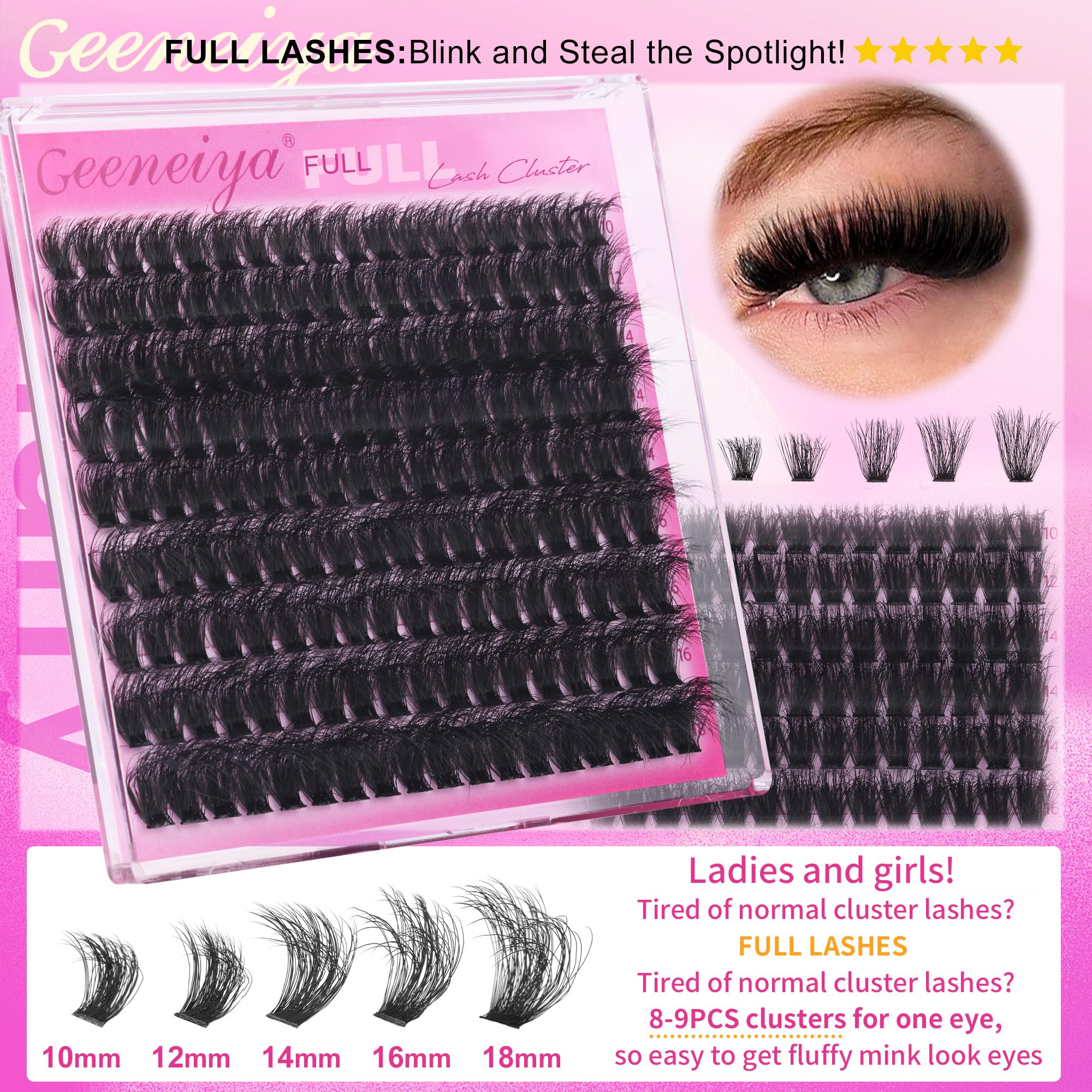 Geeneiya Spike lashes clusters for bold, textured styles
