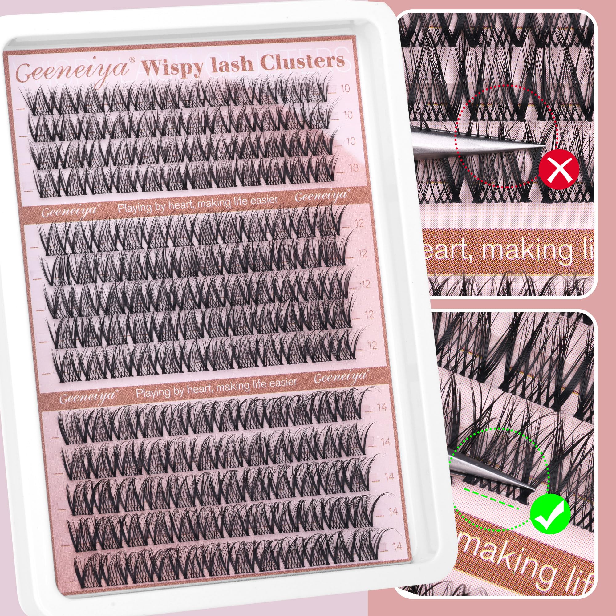 Geeneiya tips included help you apply and blend clusters for a seamless look.