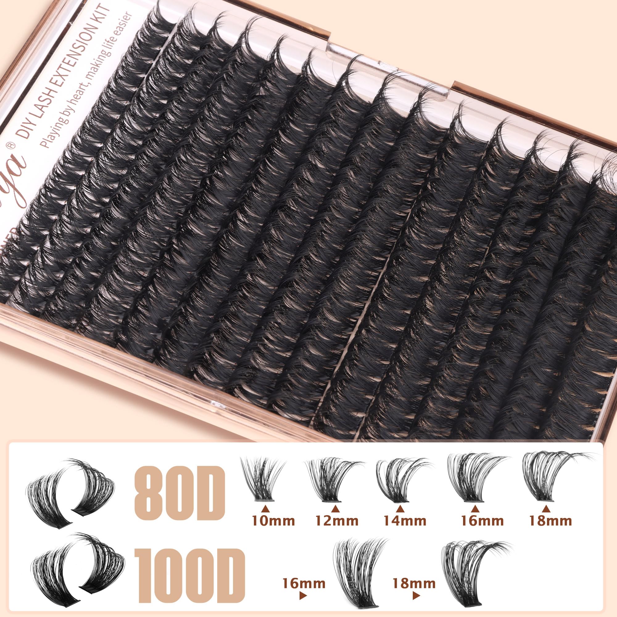Geeneiya wispy matte black clusters for natural, lightweight lash styling.