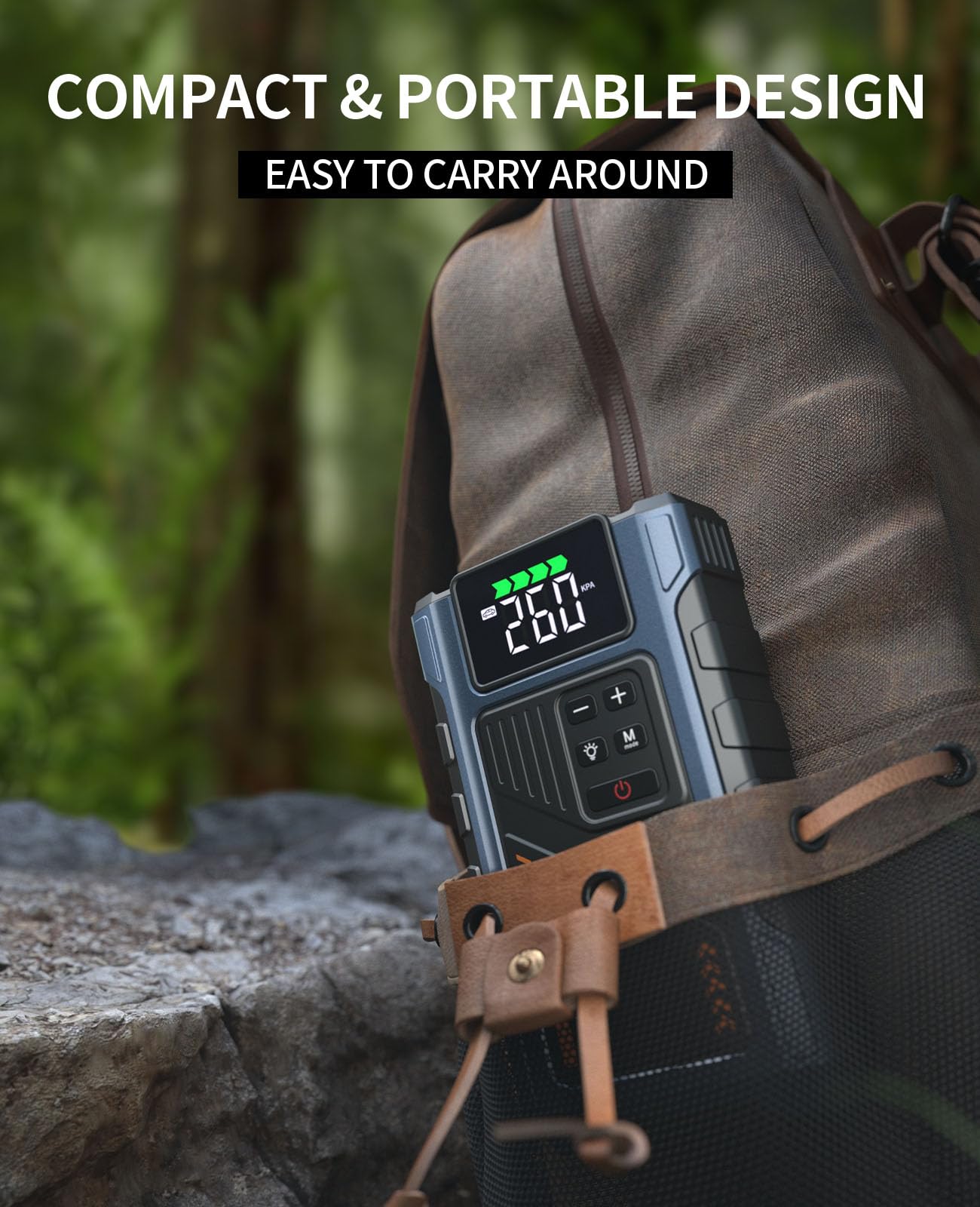 Geeneu roadside emergency readiness with jump starter ready for use.