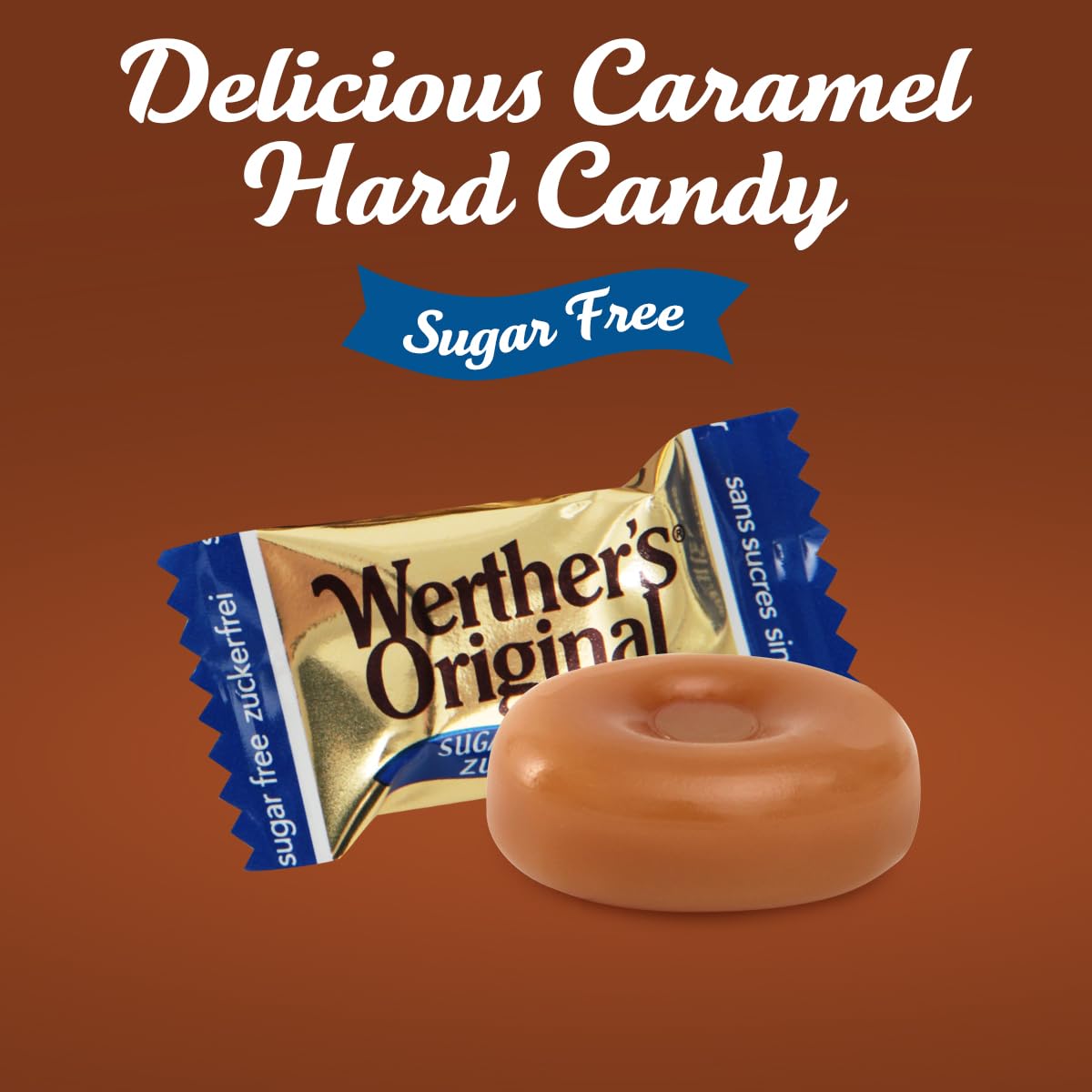 GEEOOLLAH Werther's Original Sugarfree caramel cream texture closeup, velvety mouthfeel