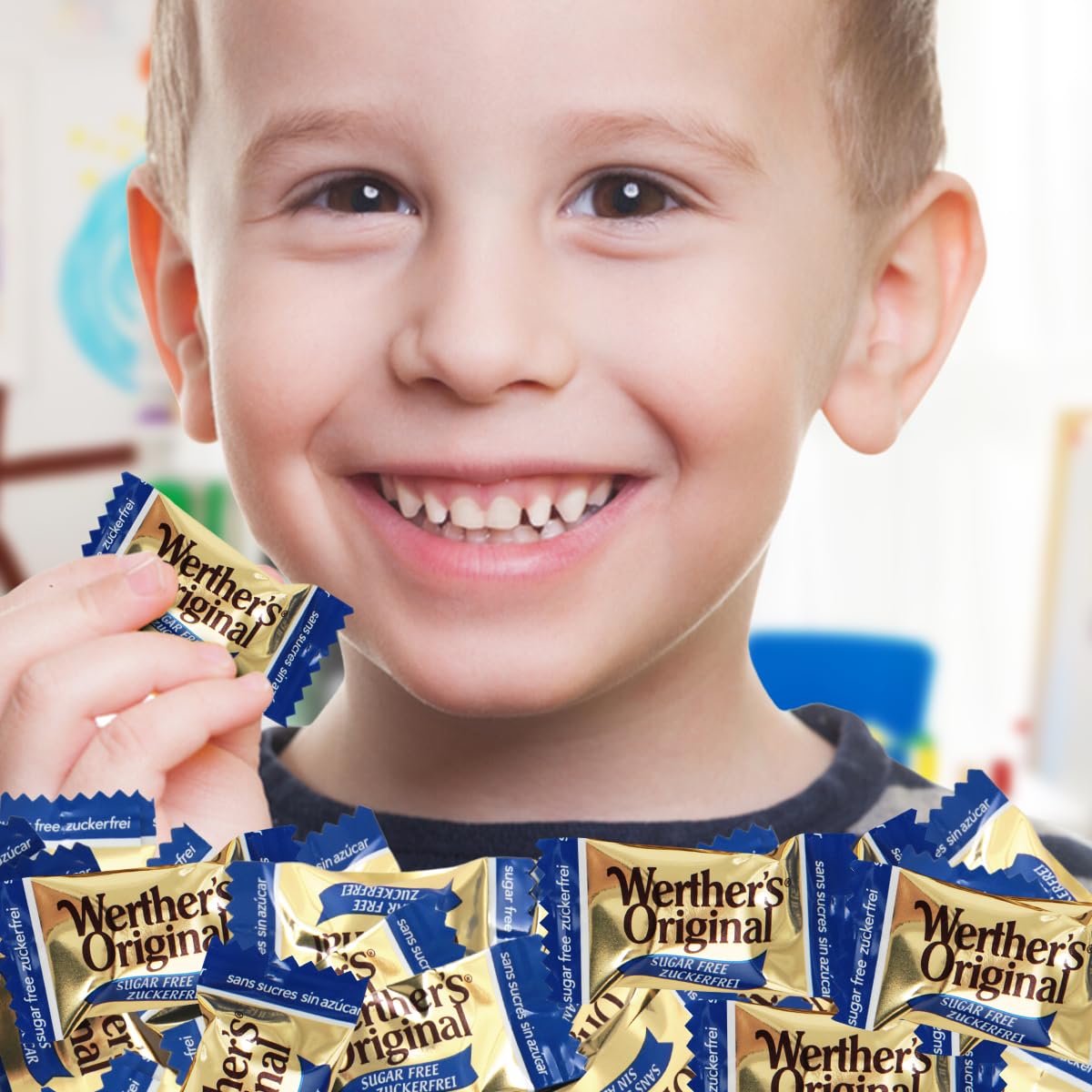 GEEOOLLAH Werther's Original Sugarfree caramel on display, gift-worthy chocolate-free pleasure