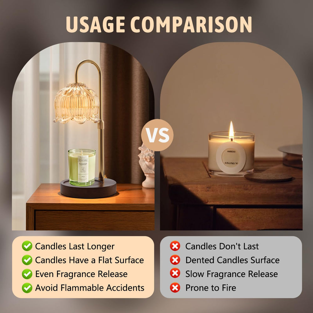 GEEZO Fragrance Candle Warmer Lamp base detail on wooden plate