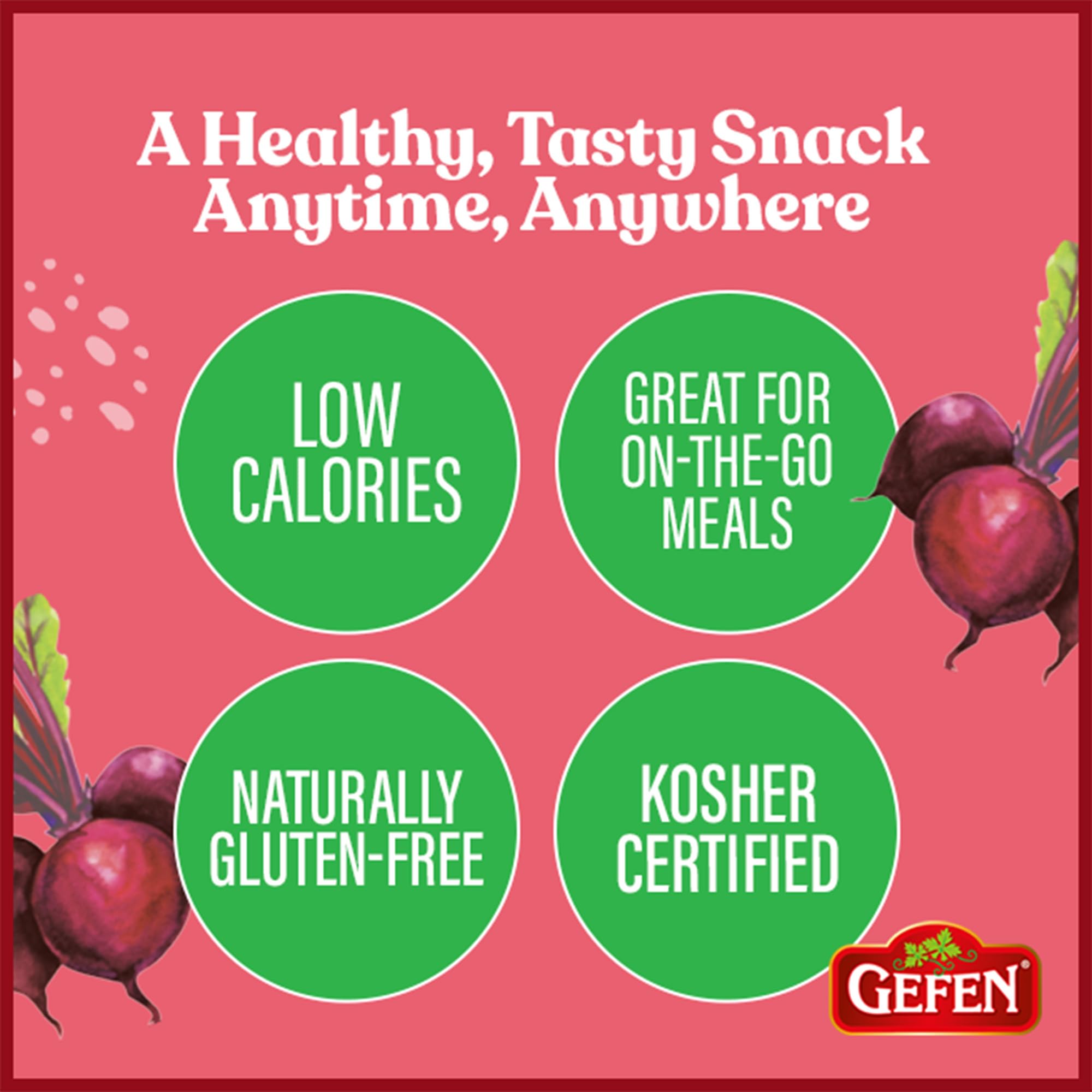 Sliced-ready Gefen beets make sandwiches and toppings quick.