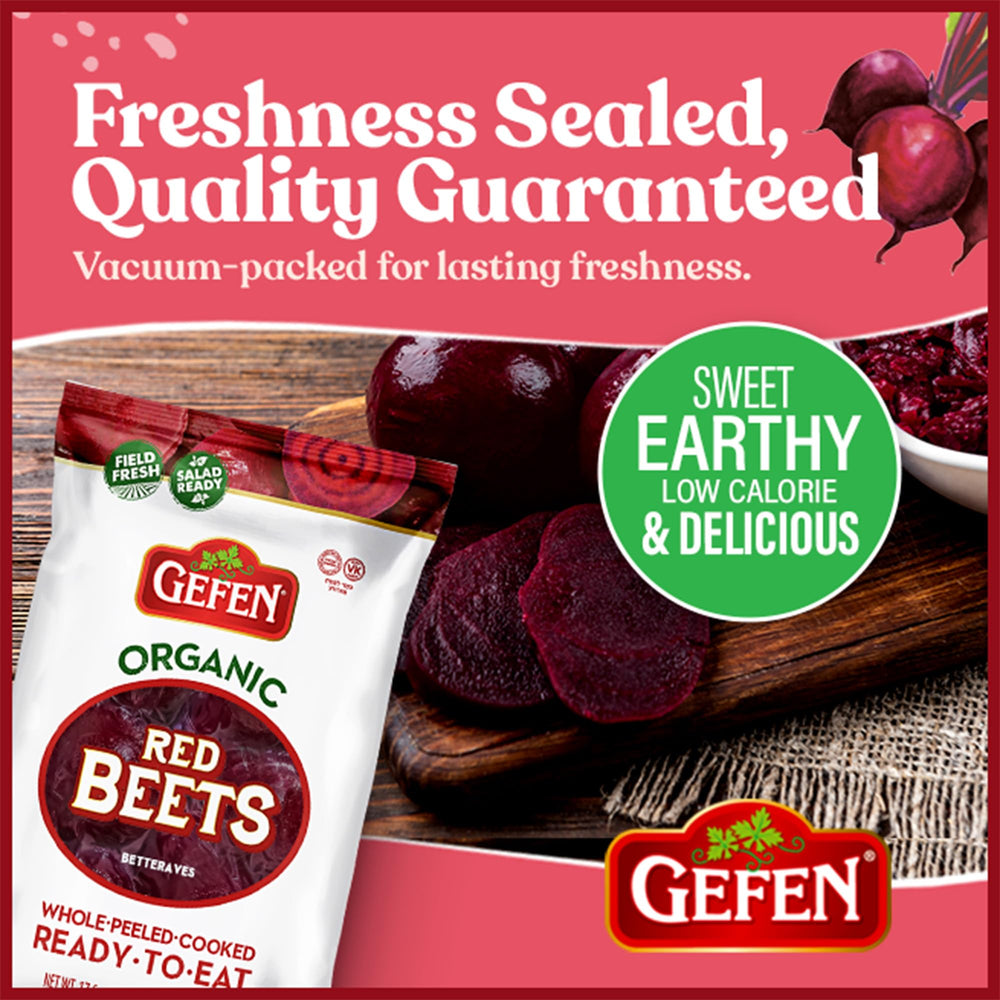 Gefen beets in vacuum-packed packaging preserve freshness for quick meals.