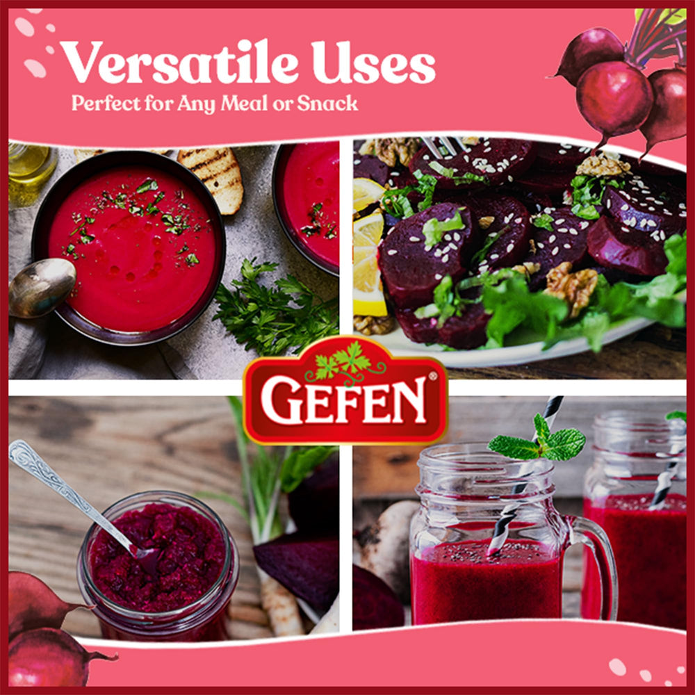 USDA Organic Gefen beets showcase vibrant color and natural sweetness.