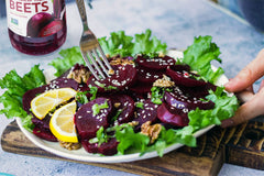 Gefens sliced beets served as a tangy salad topping and side