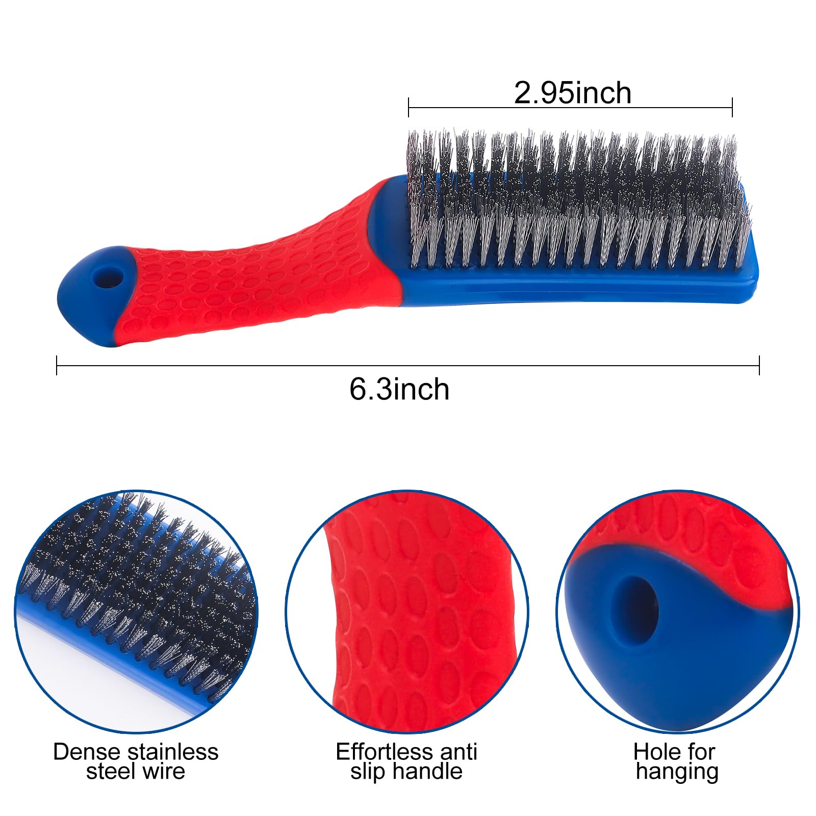 Gegraterwa wire brush ergonomic rubber handle offers comfortable grip.