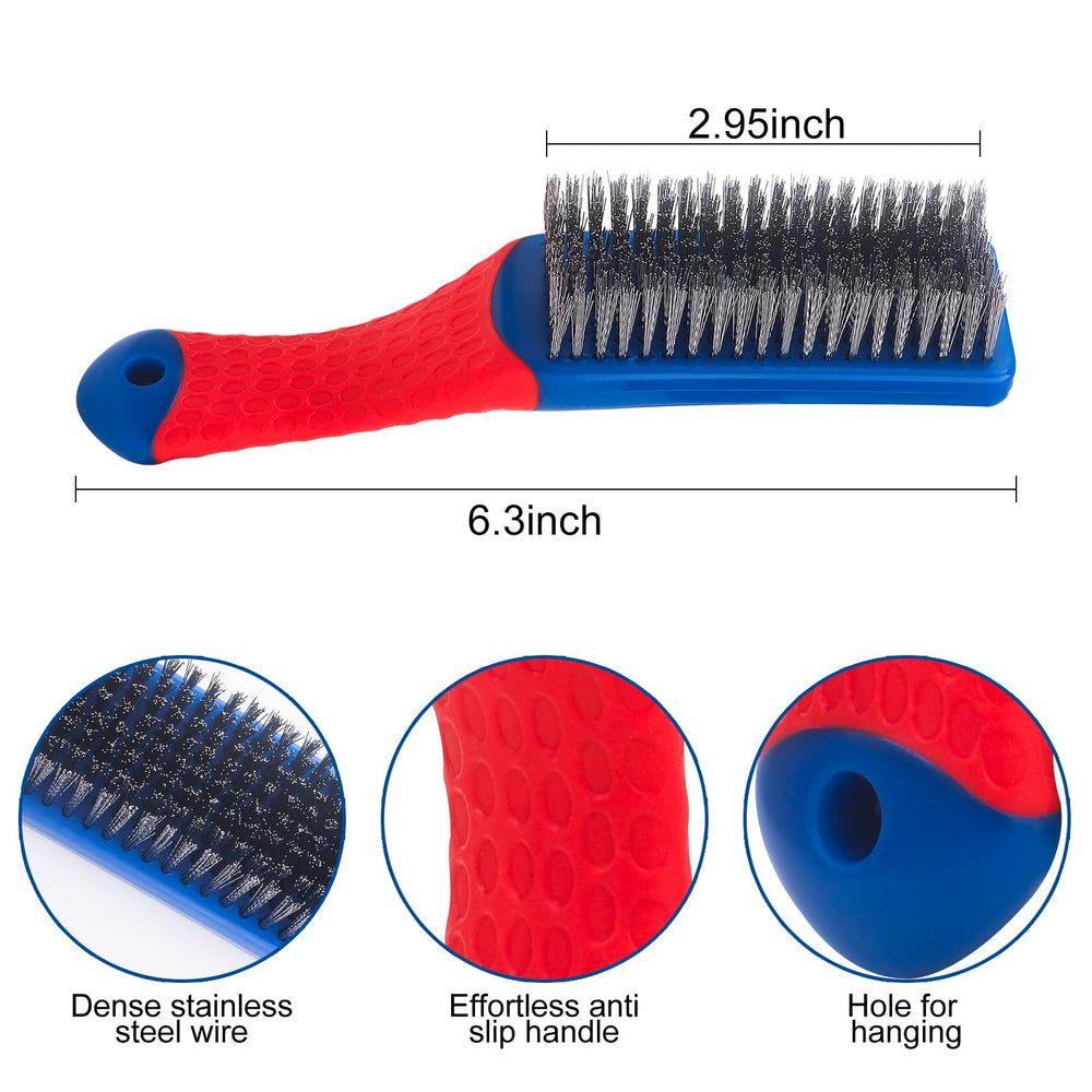Gegraterwa wire brush ergonomic rubber handle offers comfortable grip.