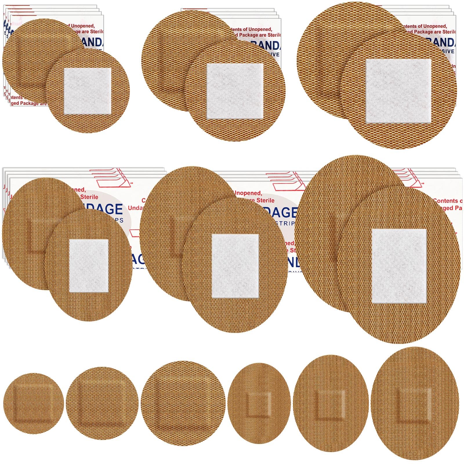 Geiserailie 120pc round and oval fabric bandages set for small facial wounds, breathable protection