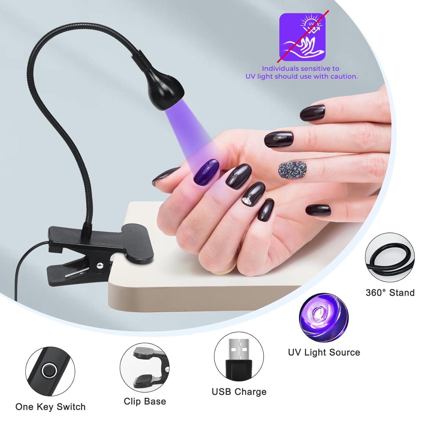 Geisofu lamp uses a 3W LED chip for efficient curing.