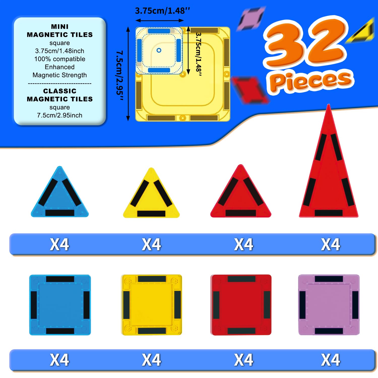 GEKETY mini magnetic tiles building ideas enable open-ended play.