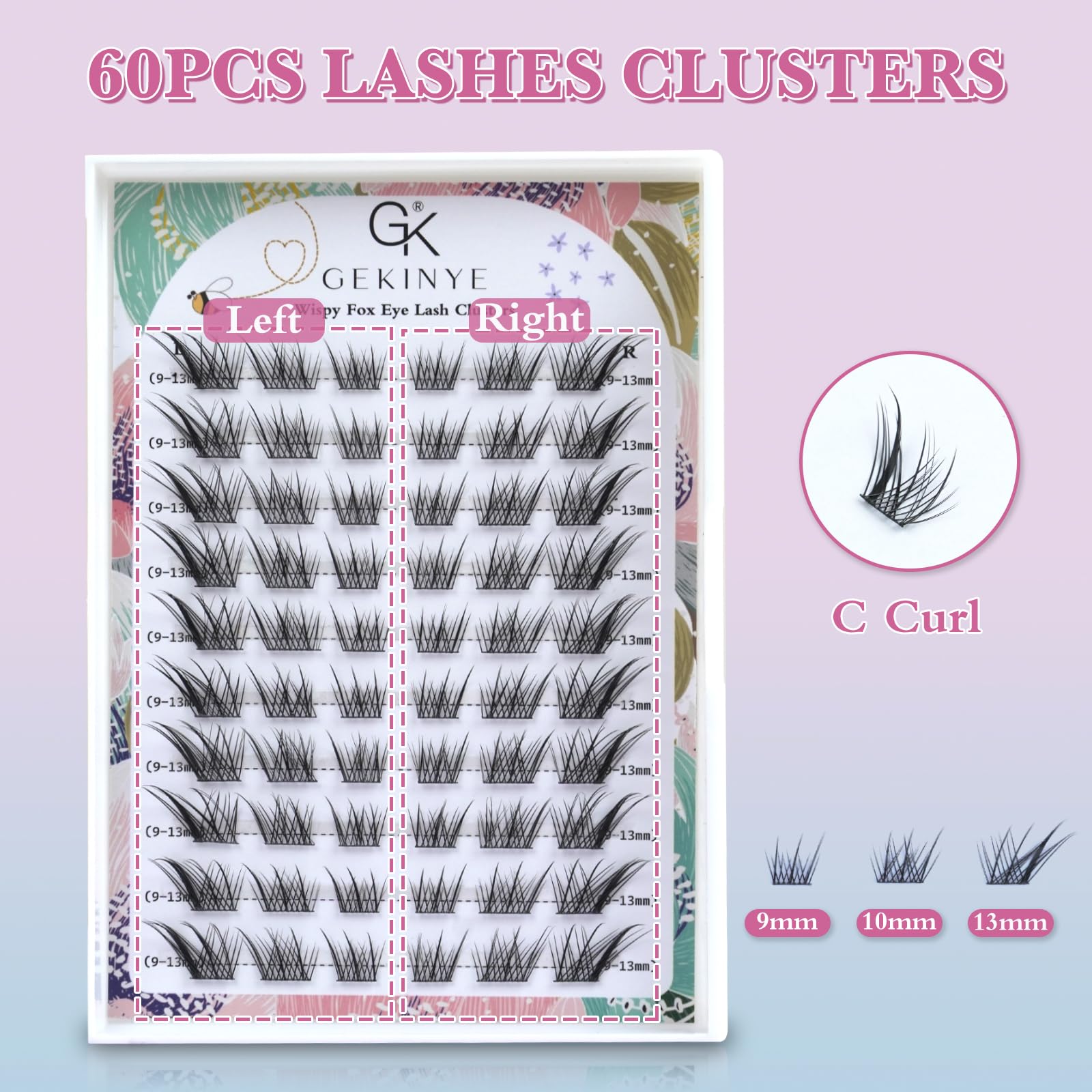 Gekinye wispy feathered texture lashes deliver soft, airy volume.