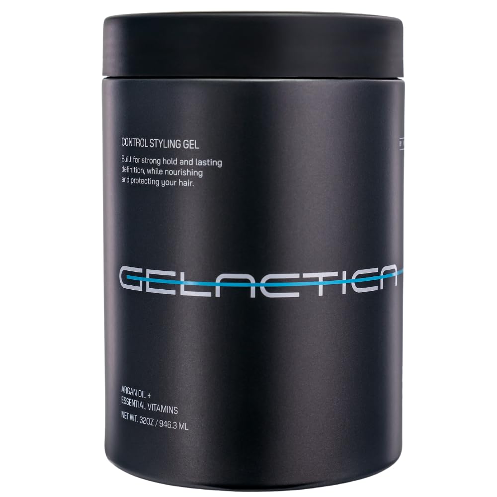 Gelactica Max Control bottle demonstrates strong hold for daily slick-back styling.