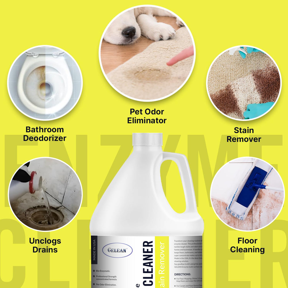 GELEAN enzyme cleaner helps reduce pet odors during routine home cleaning.