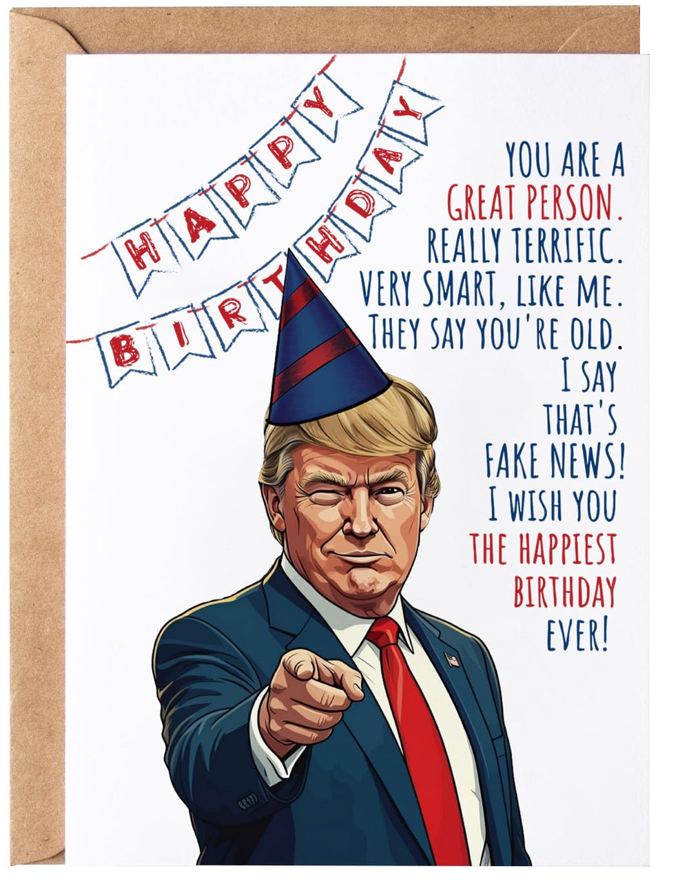 Gelid funny Trump birthday card front showing bold design