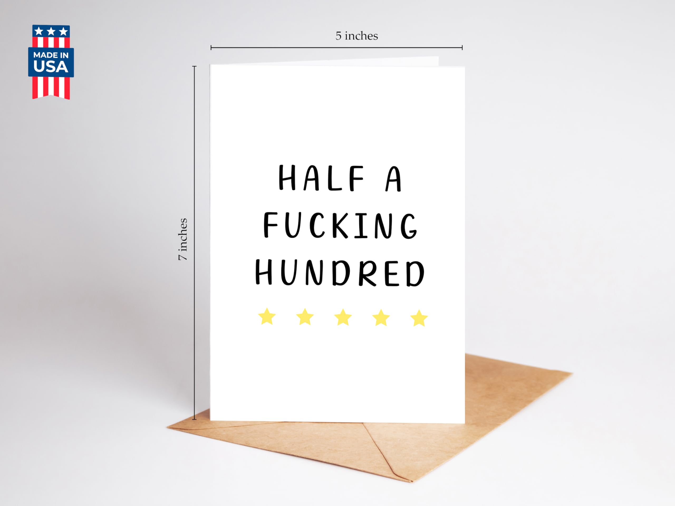 Gelid Half a Hundred 5x7 card size for easy gifting and display.
