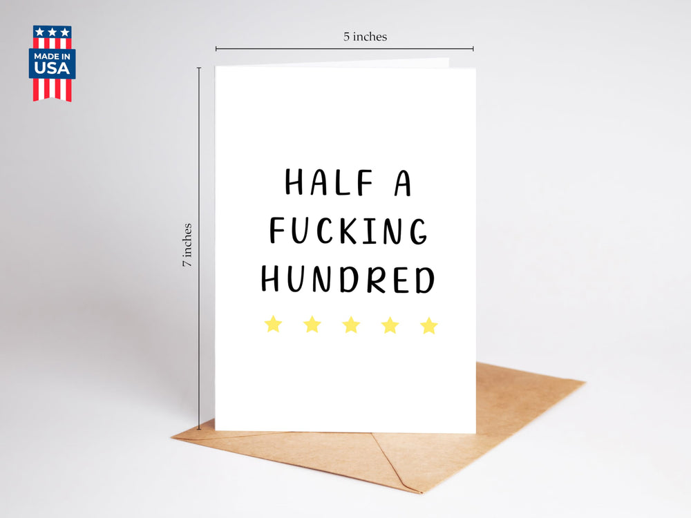 Gelid Half a Hundred 5x7 card size for easy gifting and display.