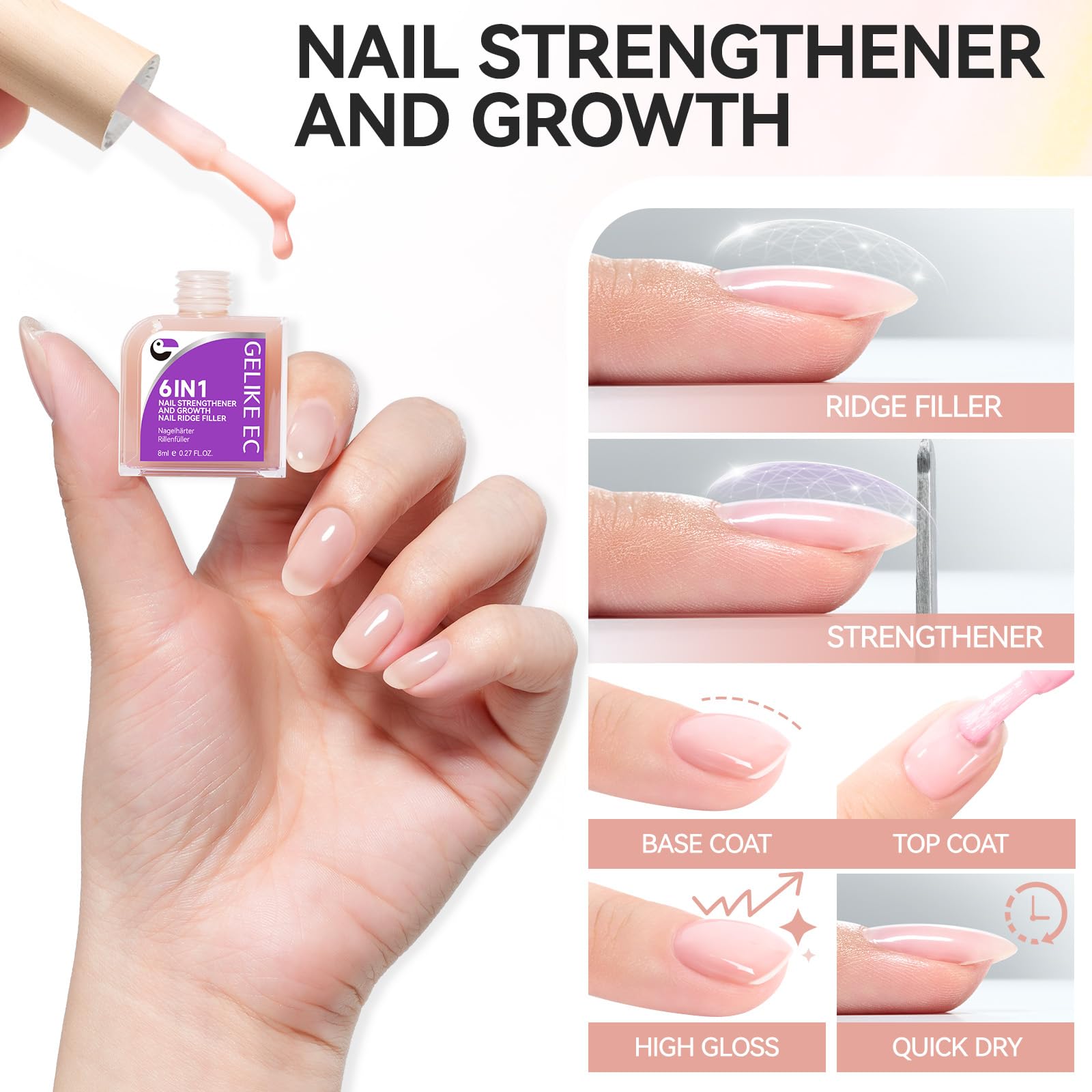 Gelike EC application brush applying the 6-in-1 formula for smooth, even coverage.