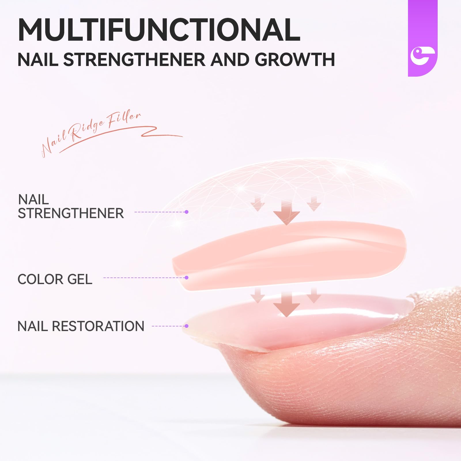 Nails after Gelike EC Nude Blush treatment display sleek shine and strengthened appearance.
