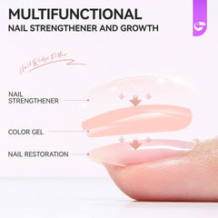 Nails after Gelike EC Nude Blush treatment display sleek shine and strengthened appearance.