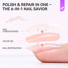 gelike ec Nude Blush nails close-up reveal natural shine and ridge-filling effect