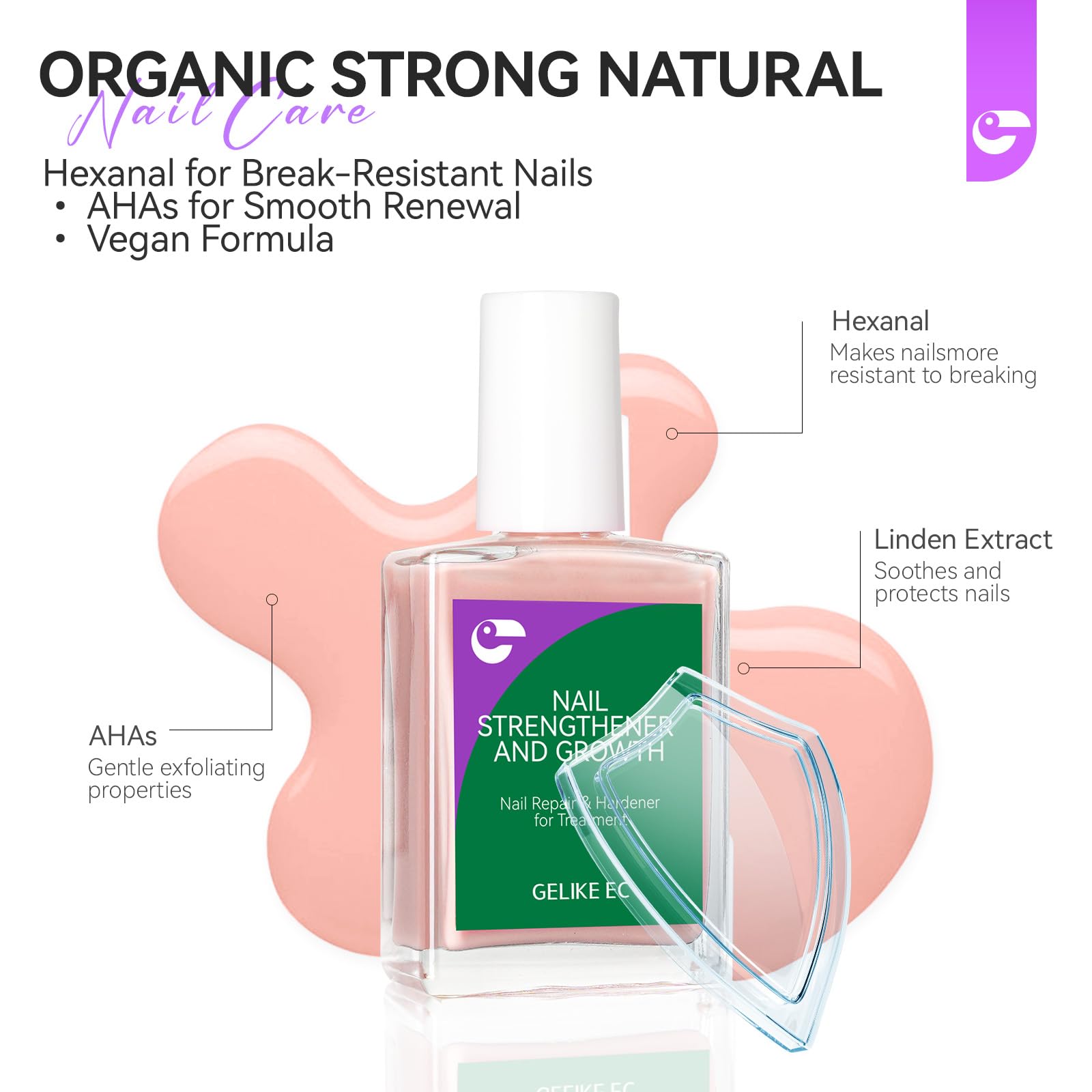 gelike ec vegan formula icon communicates cruelty-free, plant-based care
