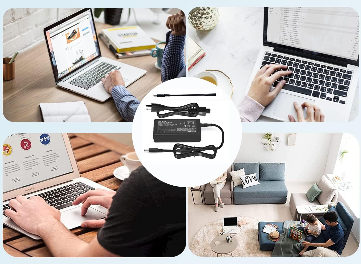 GELINTO 65W Dell charger compatibility range supporting Inspiron, Latitude, Vostro.
