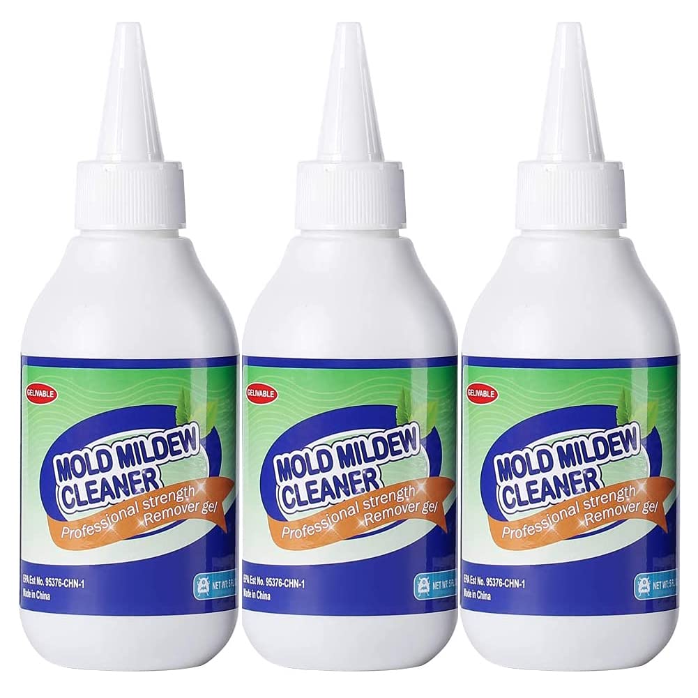 GELIVABLE Mold Remover Gel closeup shows fast-acting cleaning on tile grout