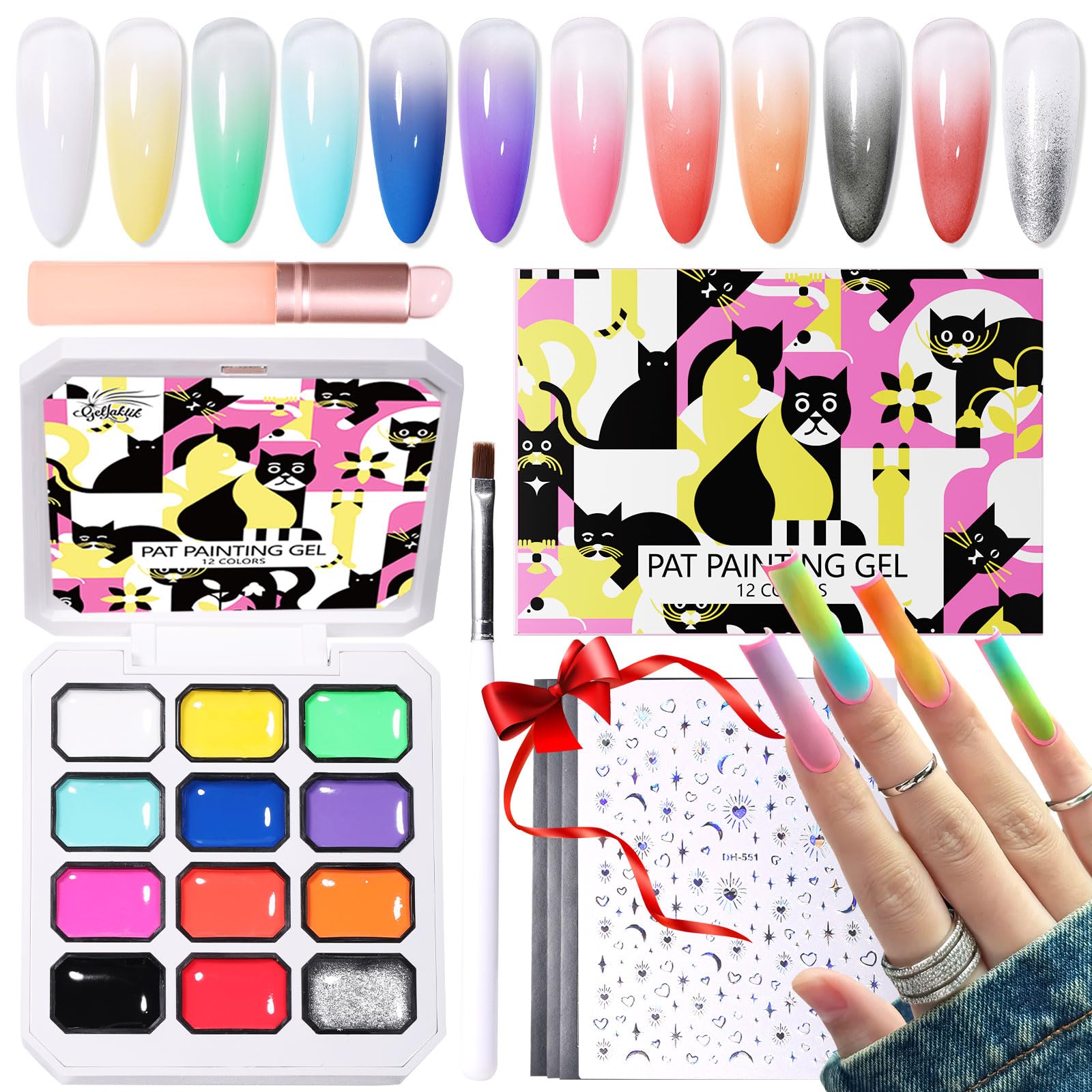 GELLAKTIK 12-color patting kit palette for seamless gradient nails at home.