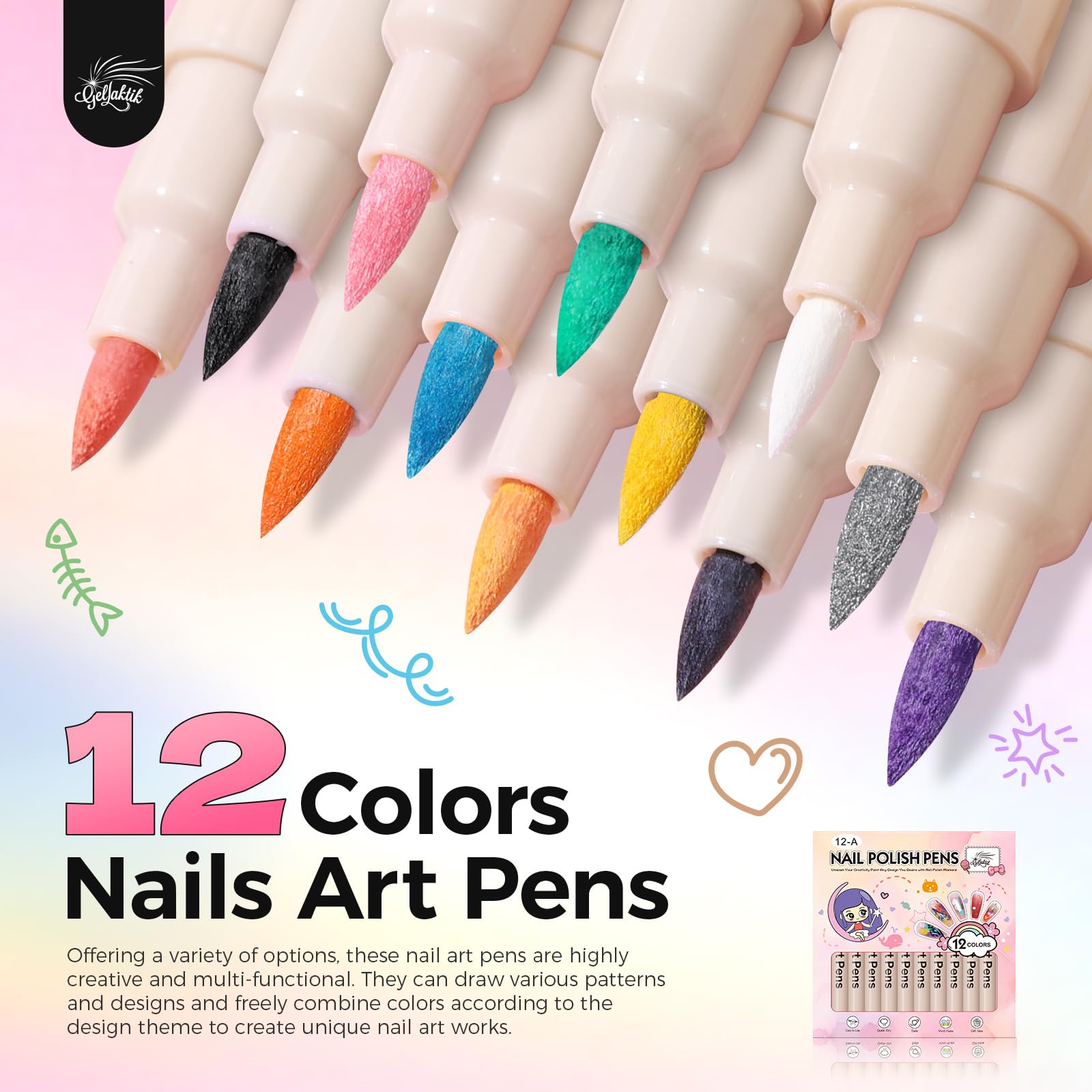 GELLAKTIK precision 0.7mm tip pens for fine lines and details