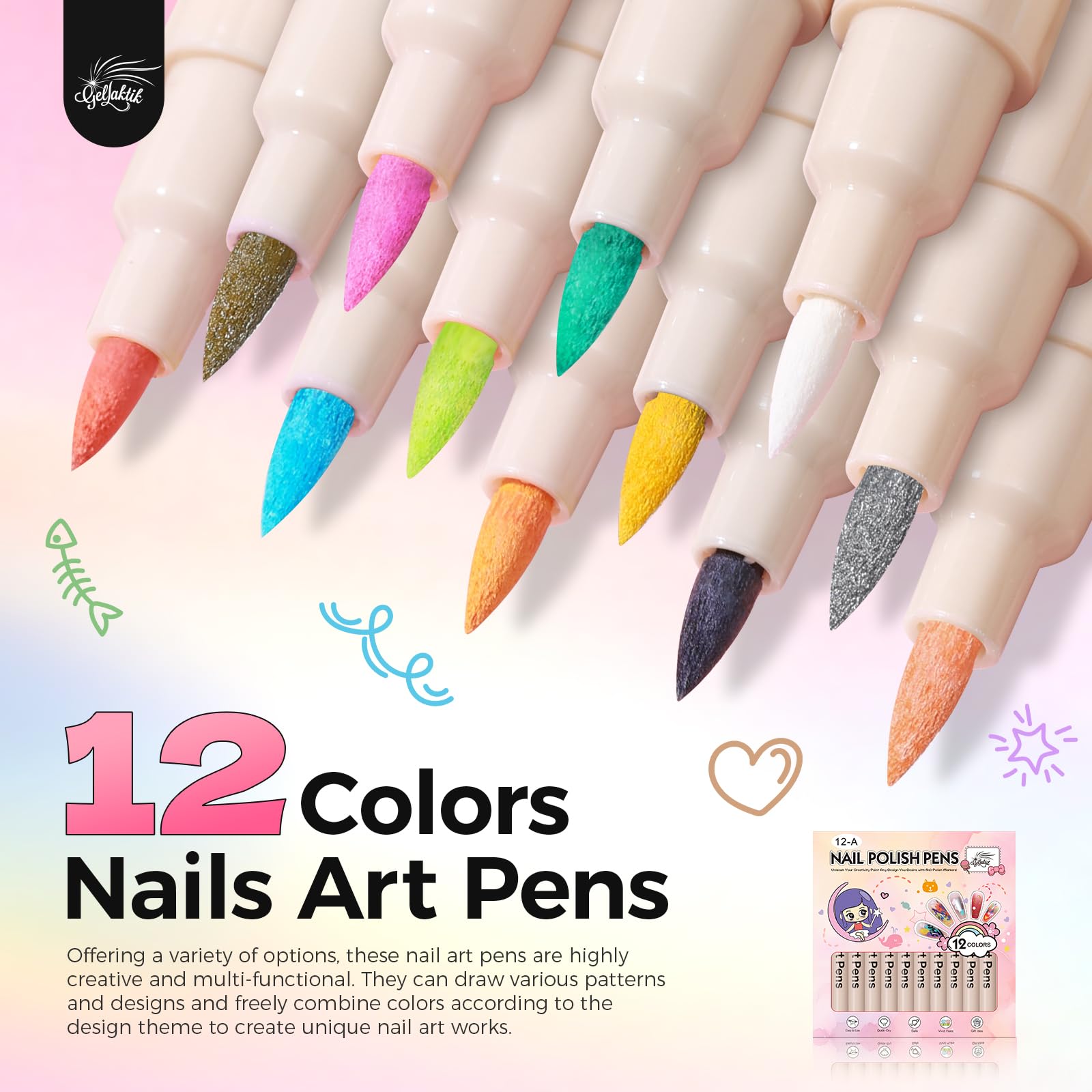 Gellaktik precision 0.7mm tip enables fine lines and detailed designs.
