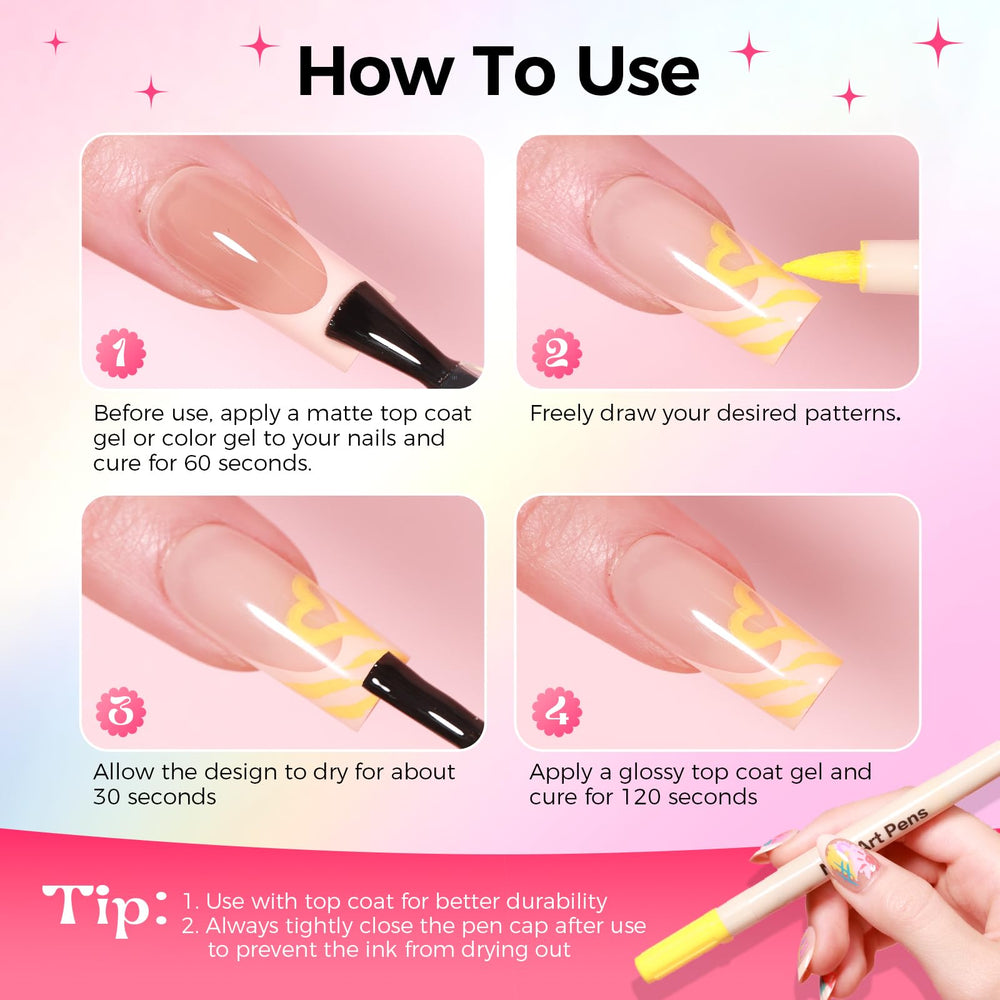 GELLAKTIK 3D painting fluids enable bold, dimensional nail art effects.