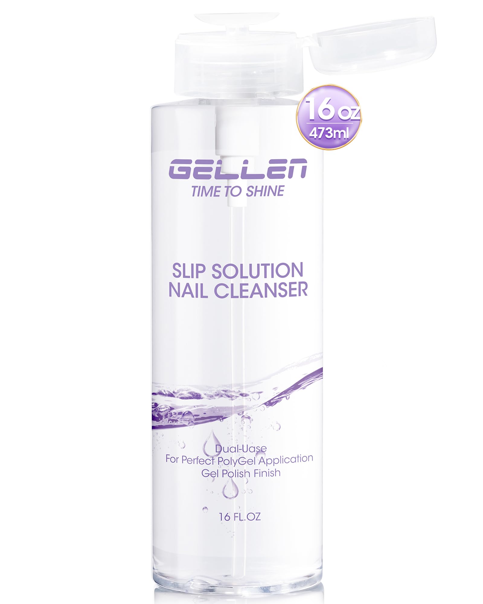 GELLEN 16oz nail cleanser pump bottle for nail prep and high-shine results.