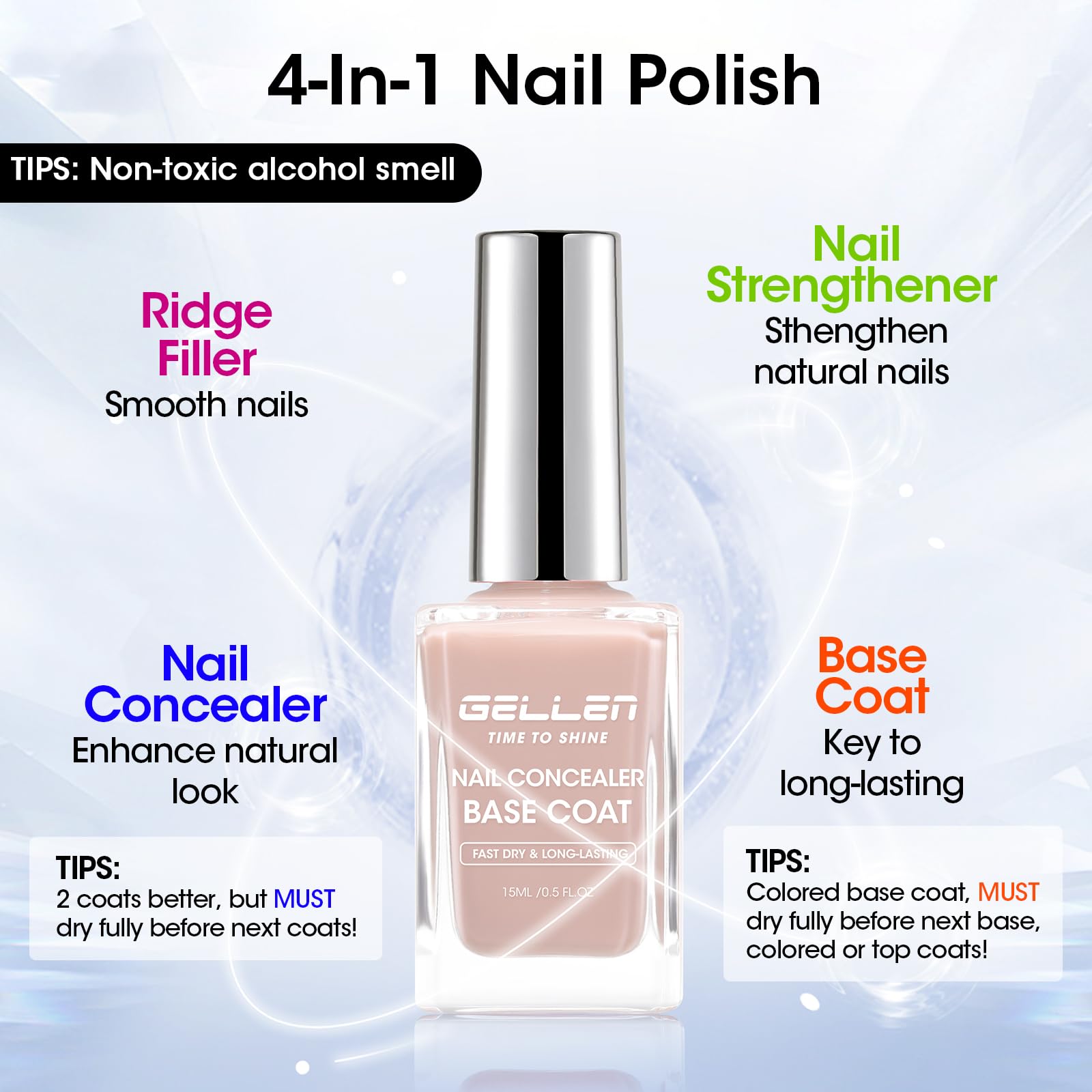 GELLEN nail ridge filler showing smooth texture and even surface finish