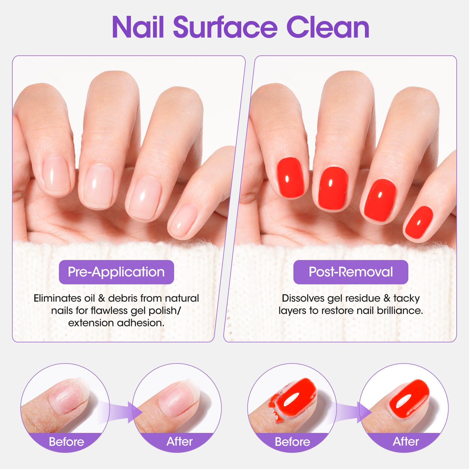 GELLEN acetone-free formula is skin-safe during manicure sessions.