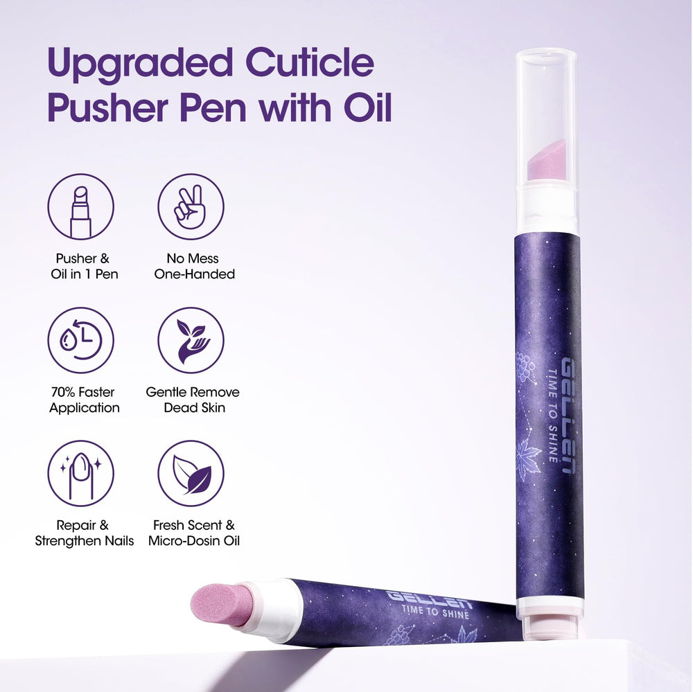 GELLEN Ceramic-tip Cuticle Pusher close-up showing gentle exfoliation.
