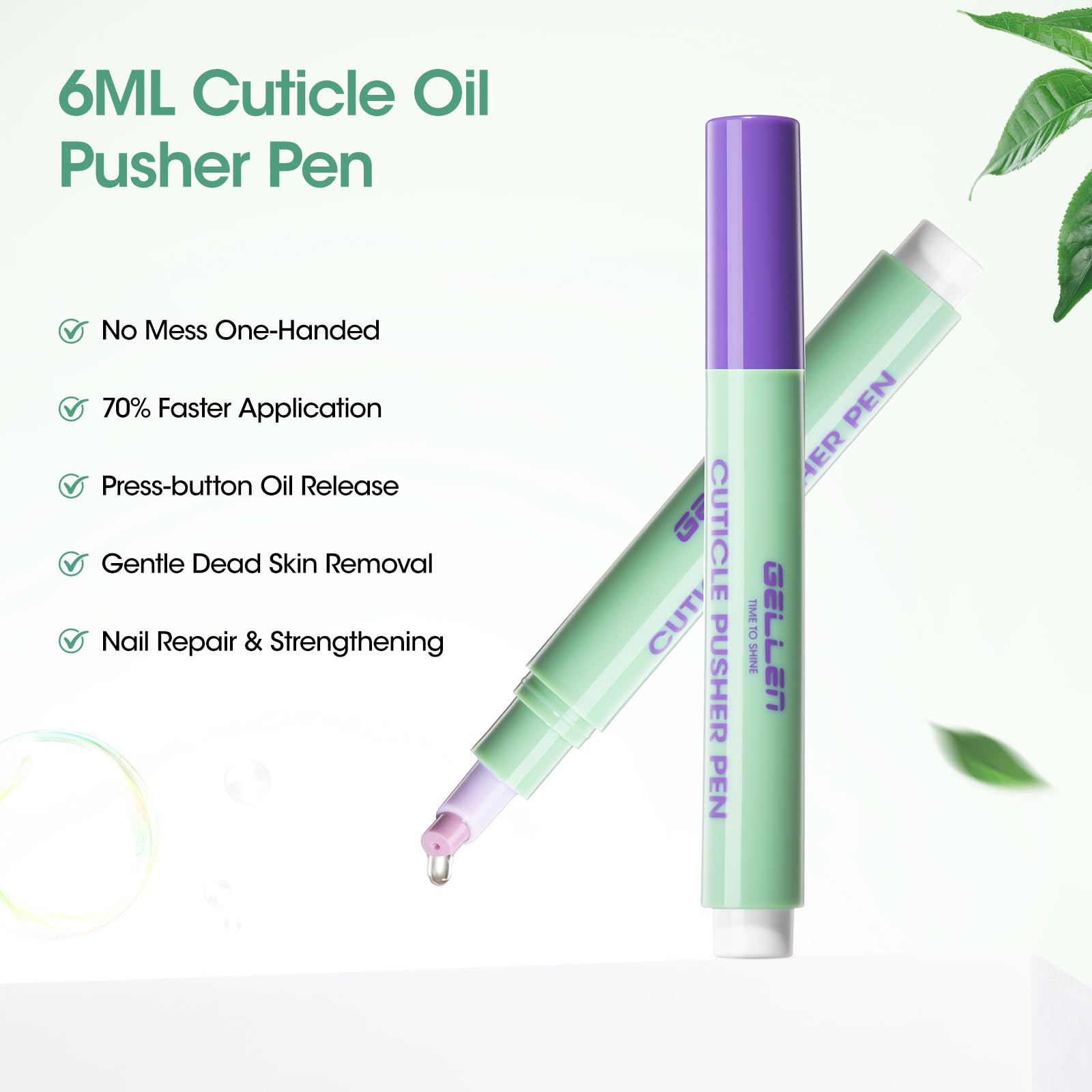 GELLEN Cuticle Oil Pusher Pen ceramic pusher safely shaping cuticles.