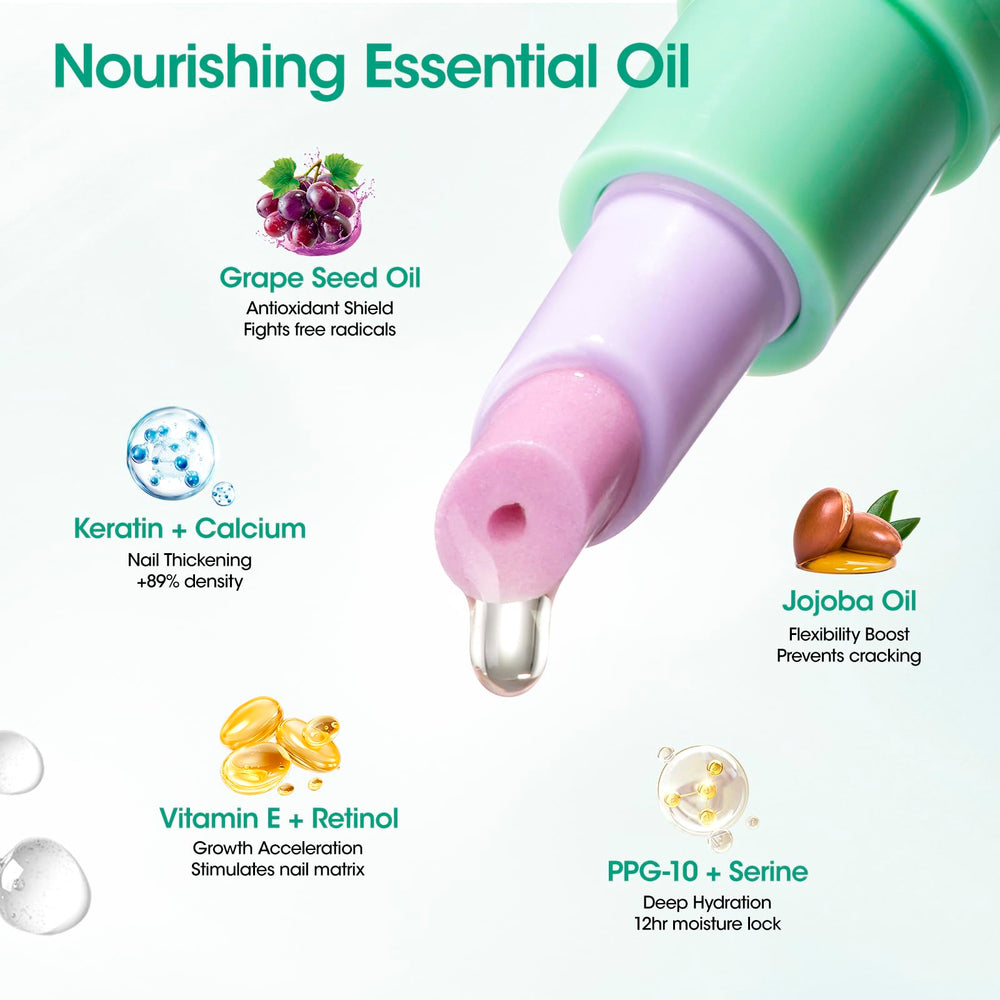 GELLEN Cuticle Oil Pusher Pen with natural blends of grapeseed, keratin, vitamin E, jojoba.