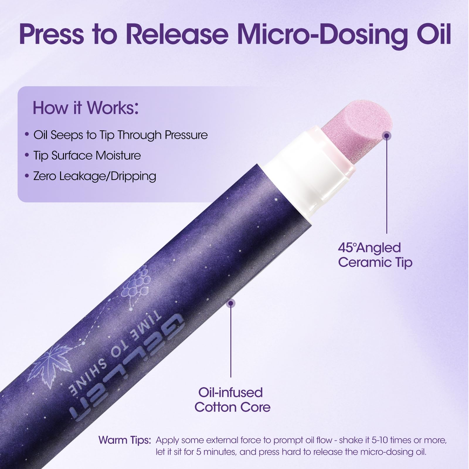 GELLEN Micro-dosing oil seep tip shows controlled nourishment.